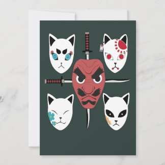Invitation Le guerrier Katana Samurai Masques