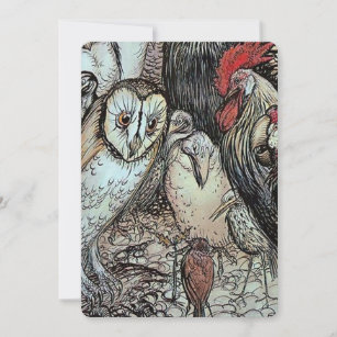 Invitation "Le hibou et les oiseaux" par Arthur Rackham