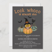 Invitation Le hibou regarde le Baby shower d'Halloween presqu (Devant)