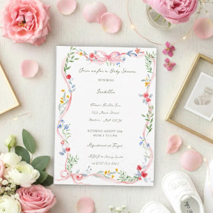 Invitation Le jardin de cottage Rose & Ruban Héritage