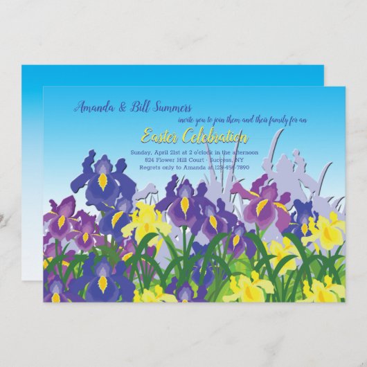 Invitation Le jardin d'iris fleurit l'invitation (Devant / Derrière)