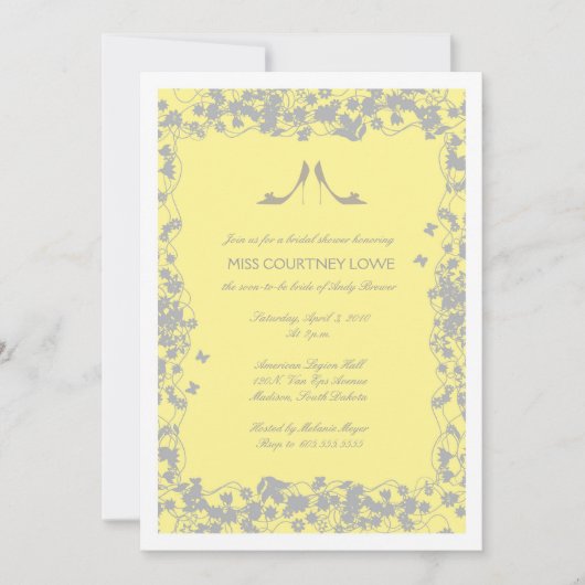 Invitation Le jaune avec le gris gîte l'invitation de Fête de (Devant)