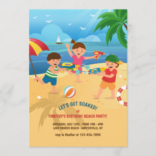Invitation Le jeu de l'enfant à l'invitation de plage