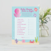 Invitation Le jeu du prix du Baby shower de la mer en rose (Debout devant)