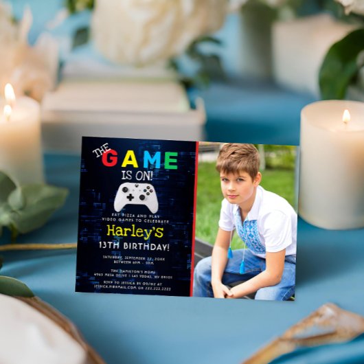 Invitation Le Jeu Est En Cours ! Jeu vidéo photo personnalisé