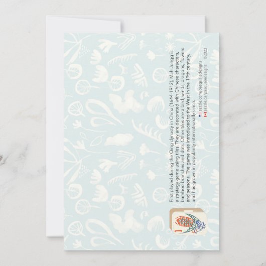 Invitation Le jeu Mah Jongg (Dos)