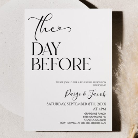 Invitation Le Jour Avant Le Déjeuner De La Répétition Mariage