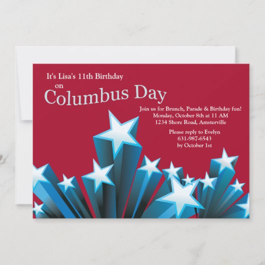 Invitation Le jour de Columbus tient le premier rôle (Devant)