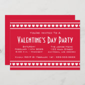 Invitation Le jour de Valetine de frontière de coeurs (Devant / Derrière)