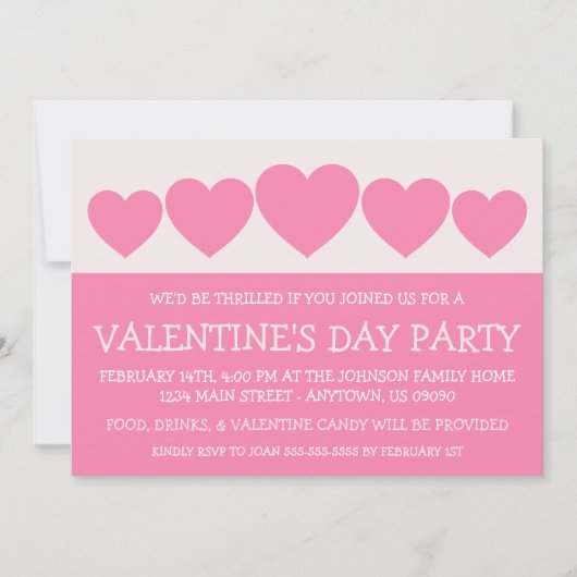 Invitation Le jour de Valetine de silhouette de coeur (rose) (Devant)