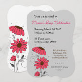 Invitation Le jour des femmes et dessiné des flowes roses (Devant / Derrière)