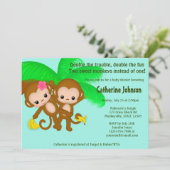 Invitation Le JUMEAU Monkeys la FILLE de GARÇON d'invitations (Debout devant)