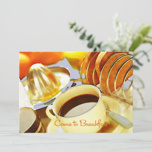 Invitation Le jus et Java viennent pour déjeuner (Debout devant)