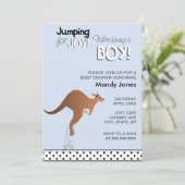 Invitation Le Kangaroo Jumping élégant pour le baby shower Jo (Debout devant)