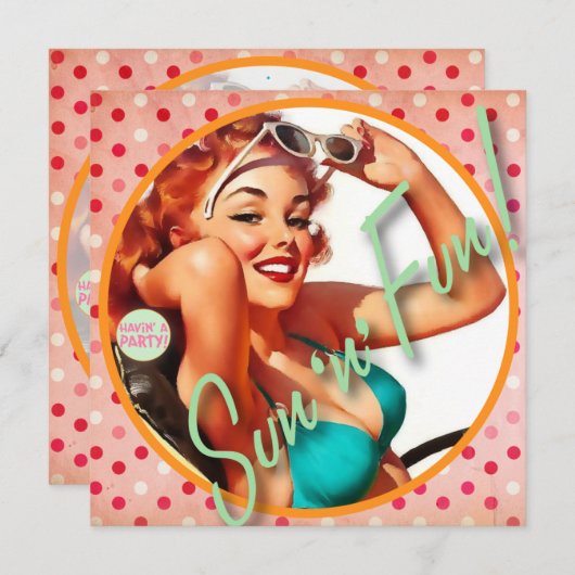 Invitation Le kitsch Bitsch : Amusement de Sun "n" (Devant / Derrière)