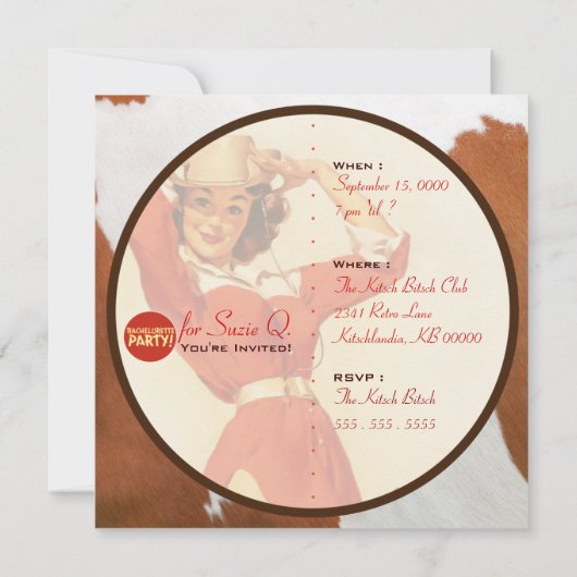 Invitation Le Kitsch Bitsch : Cowgirl Pas Encore Mal ! (Dos)