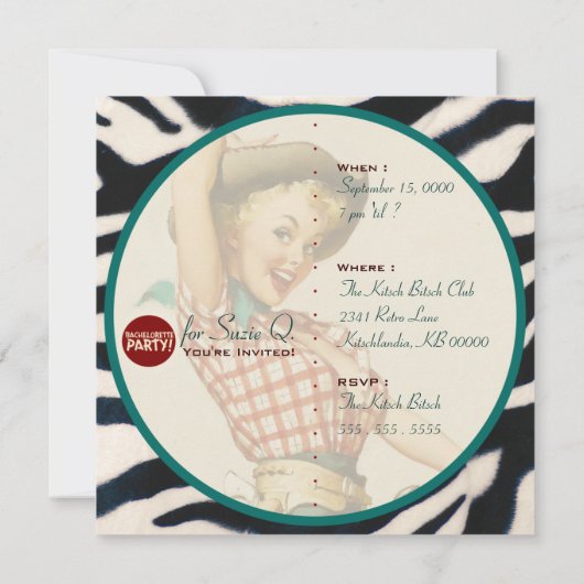 Invitation Le Kitsch Bitsch : Cowgirl Pas Encore Mal ! (Dos)