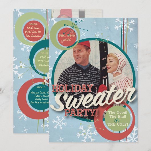 Invitation Le Kitsch Bitsch : Fête des Chandails de Noël ! (Devant / Derrière)