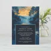 Invitation Le lac Sunset Peinture funéraire Célébration de la (Debout devant)