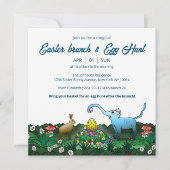 Invitation Le lapin de Pâques collecte les oeufs de Pâques (Devant)