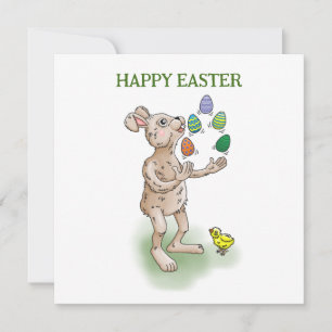Invitation Le lapin de Pâques jongle avec les oeufs de Pâques