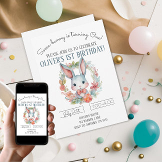 Invitation Le lapin est en train de tourner un lapin 1ère fêt