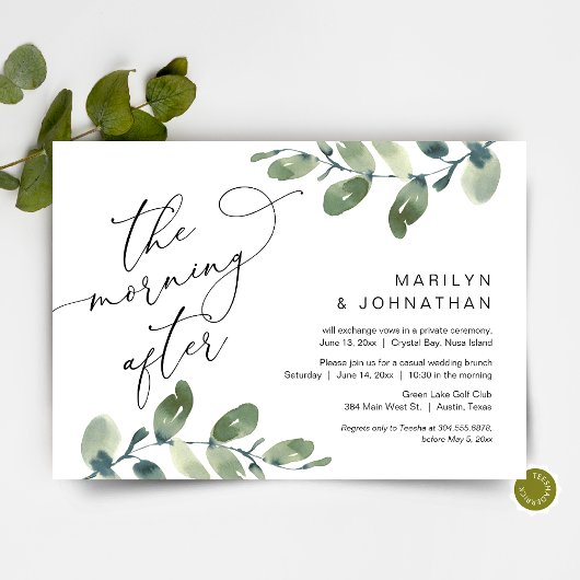 Invitation Le lendemain, Brunch de fuite, Feuillage