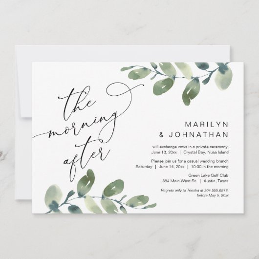 Invitation Le lendemain, Brunch de fuite, Verdure (Devant)