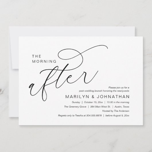 Invitation Le Lendemain, Célébration de Brunch Après-Mariage (Devant)