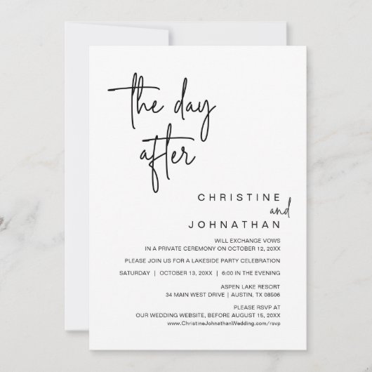 Invitation Le lendemain, dîner Mariage Elopement (Devant)