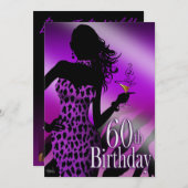 Invitation Le Léopard Zèbre de Bombshell pourpre 60e annivers (Devant / Derrière)