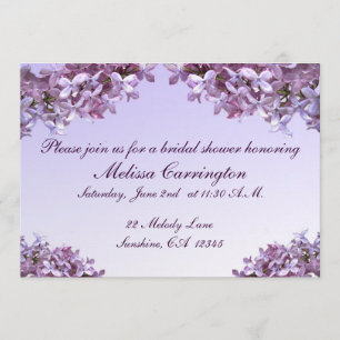 Invitation Le lilas floral fleurit la Fête de la mariée