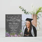 Invitation Le lilas rustique de craie de fête de remise des (Debout devant)