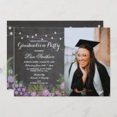 Invitation Le lilas rustique de craie de fête de remise des (Devant / Derrière)