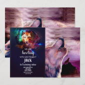 Invitation Le loup mystique hurle sur la lune (Devant / Derrière)