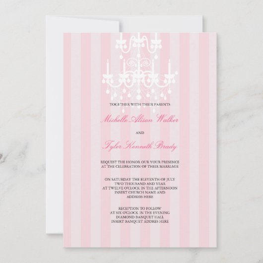 Invitation Le lustre rose et blanc barre l'invitation (Devant)
