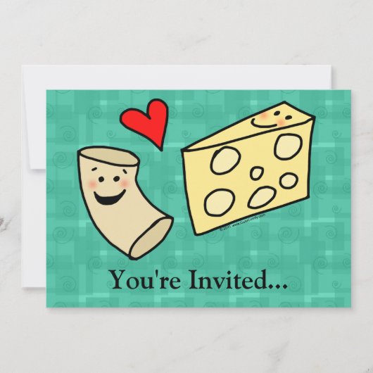 Invitation Le Mac aime le fromage, macaronis mignons drôles + (Devant)