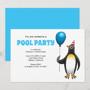 Invitation Le manchot et le ballon bleu