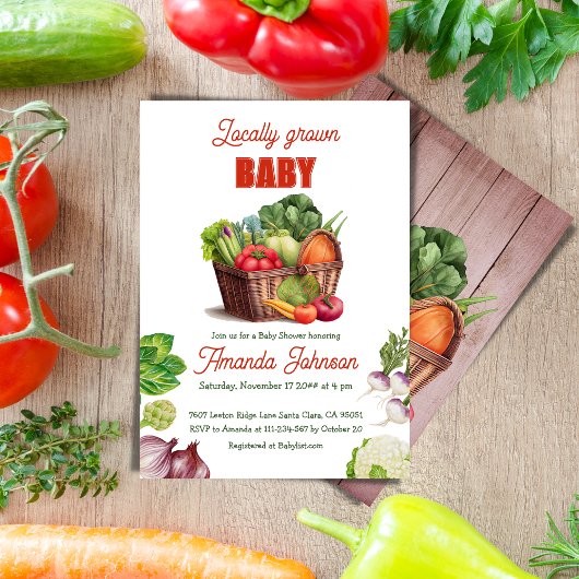 Invitation Le marché des agriculteurs Baby shower frais culti