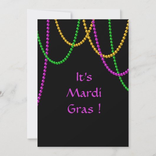 Invitation Le mardi gras perle l'invitation (Dos)