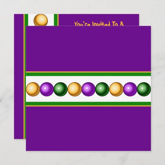 Invitation Le mardi gras pourpre perle l'invitation (Devant / Derrière)