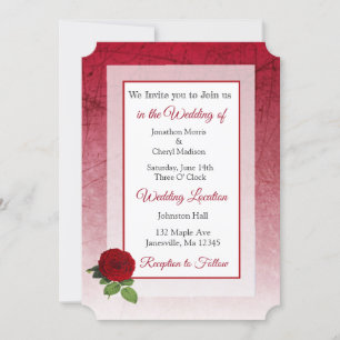 Invitation Le mariage à thème de la Rose rouge invite