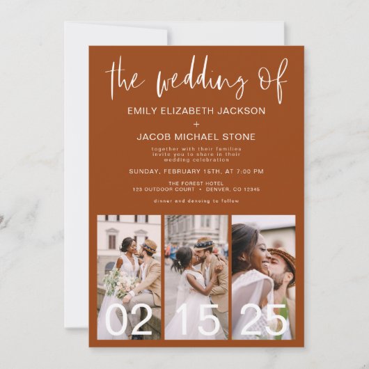 Invitation Le Mariage de Burnt Orange Minimalist QR code (Devant)