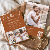Invitation Le Mariage de Burnt Orange Minimalist QR code