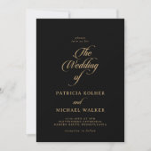 Invitation Le Mariage de calligraphie noire et or classique (Devant)