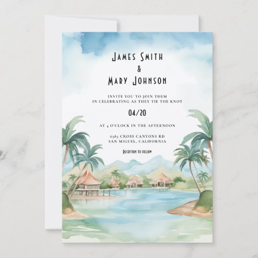 Invitation Le mariage de destination de Fidji Island (Devant)