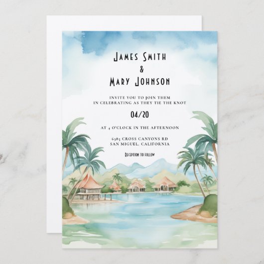 Invitation Le mariage de destination de Fidji Island (Devant / Derrière)