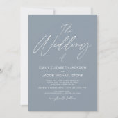 Invitation Le Mariage de Dusty Blue Photo Typographie moderne (Devant)