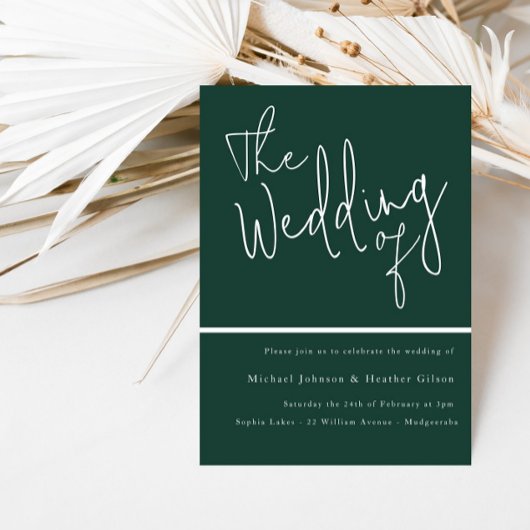 Invitation Le Mariage de : Emerald Green Modern Mariage