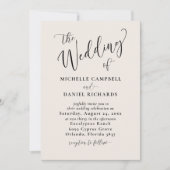 Invitation Le Mariage de la calligraphie Mariage beige et noi (Devant)